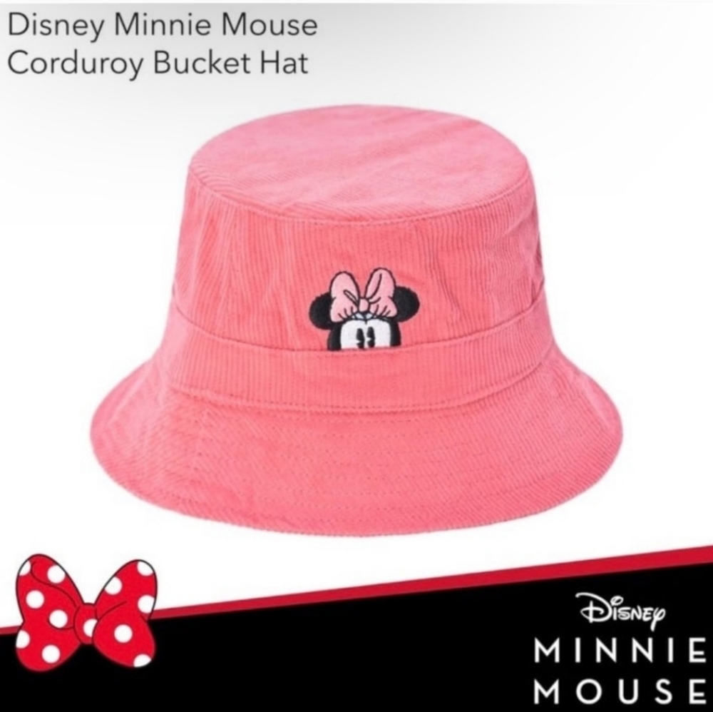 Disney Minnie Mouse Pink Corduroy Bucket Hat S/M